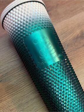 Starbucks Disney World Gradiant Teal & White Studded Mickey Tumbler
